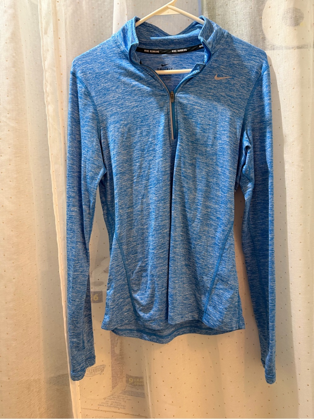 Nike Blue Heather Quarter-Zip Long Sleeve Running Top
